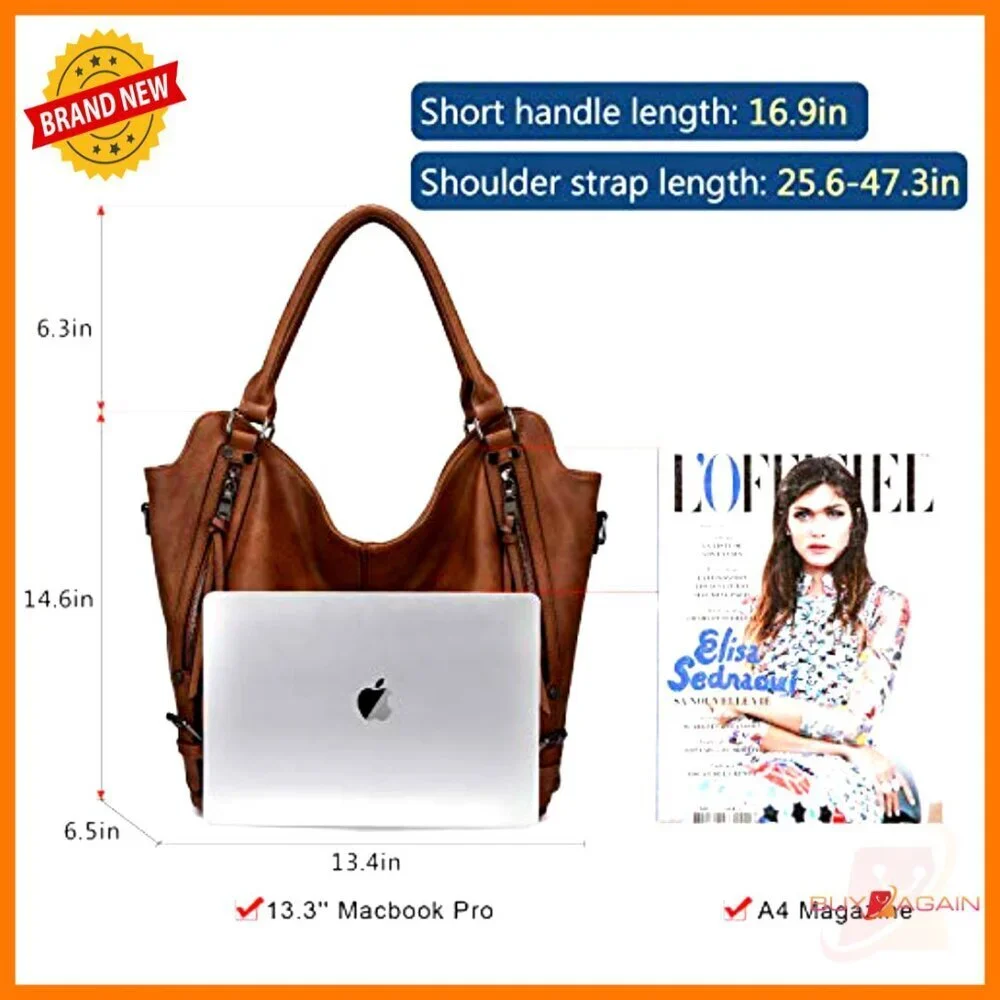 Large Faux Leather Hobo Tote with Detachable Holster Crossbody Shoulder Bag
